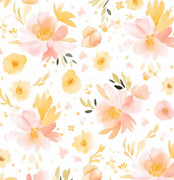 Photo a close up of a pattern of flowers on a white background generative ai