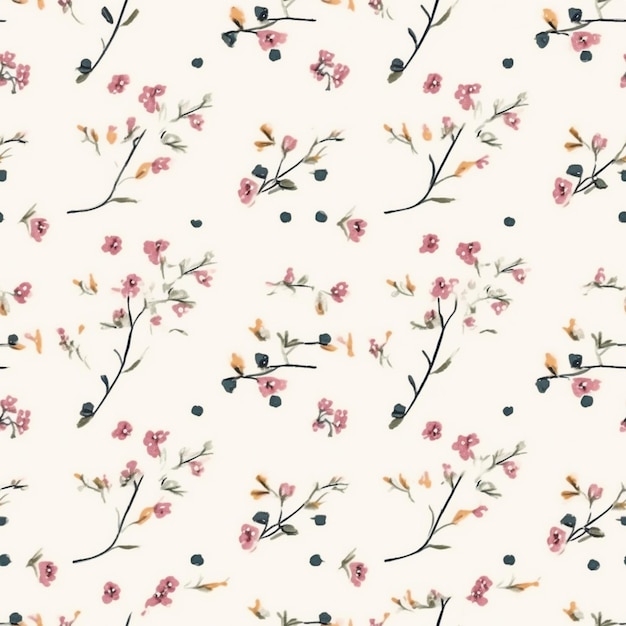 A close up of a pattern of flowers on a white background generative ai