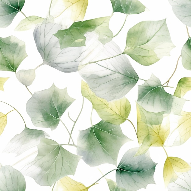 A close up of a pattern of green leaves on a white background generative ai