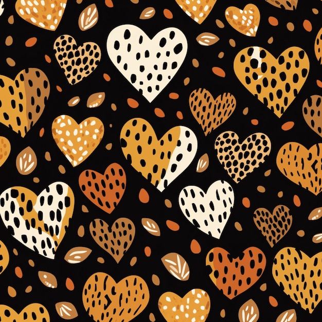 a close up of a pattern of hearts and leopard spots generative ai