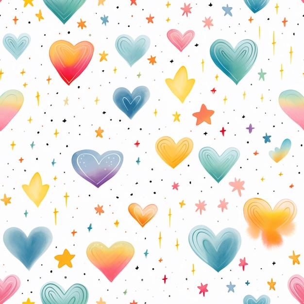 A close up of a pattern of hearts and stars generative ai