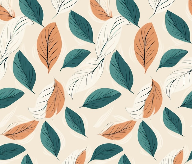 A close up of a pattern of leaves on a beige background generative ai