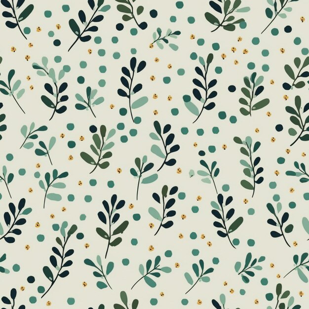 a close up of a pattern of leaves and berries on a white background generative ai