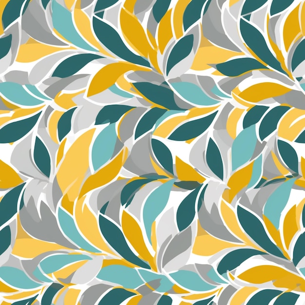 a close up of a pattern of leaves on a yellow background generative ai