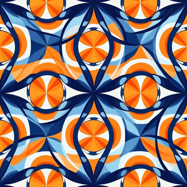 A close up of a pattern of orange and blue circles generative ai