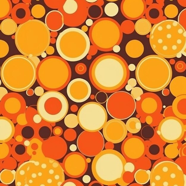 A close up of a pattern of orange and brown circles generative ai