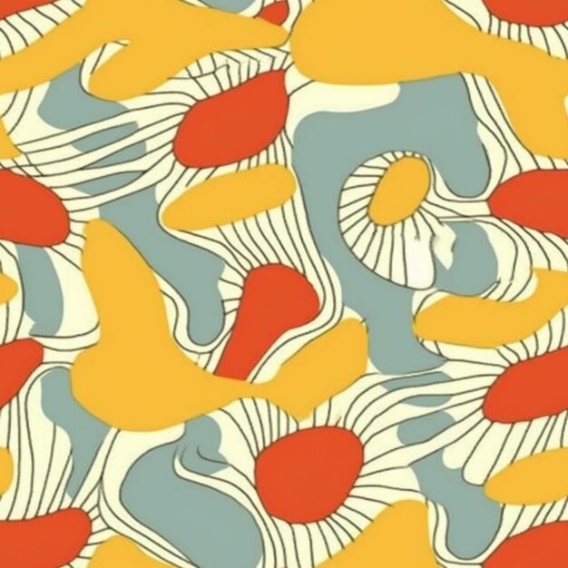 A close up of a pattern of orange and yellow leaves generative ai