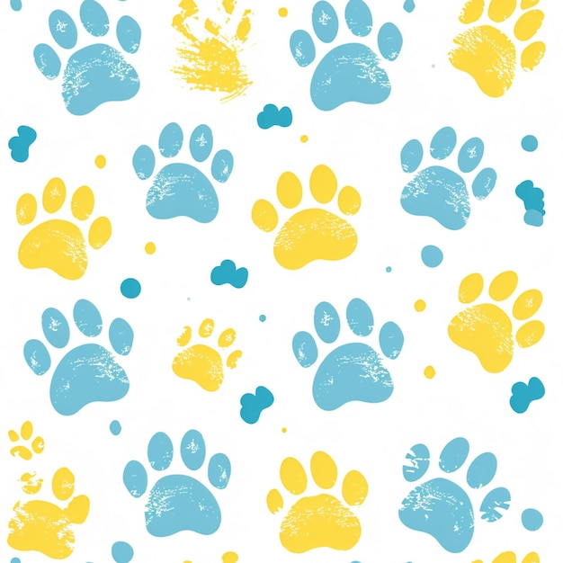 a close up of a pattern of paw prints on a white background generative ai