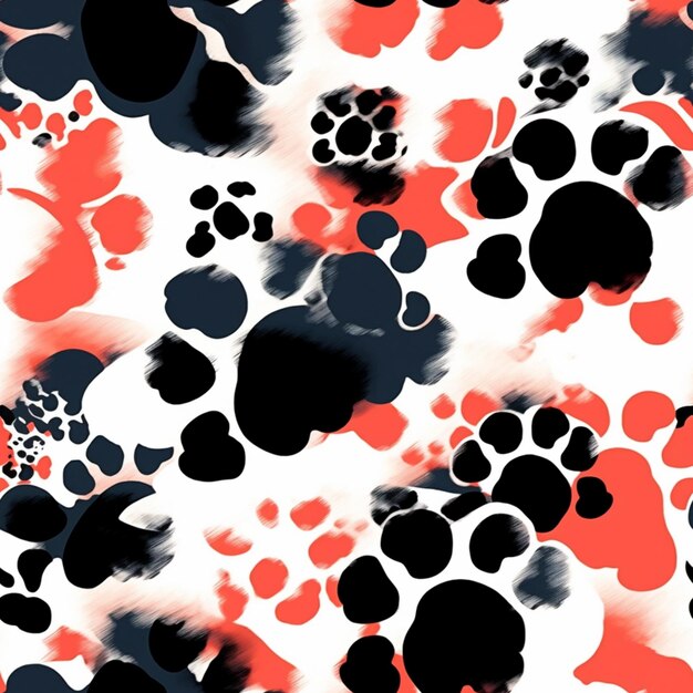 a close up of a pattern of paw prints on a white background generative ai