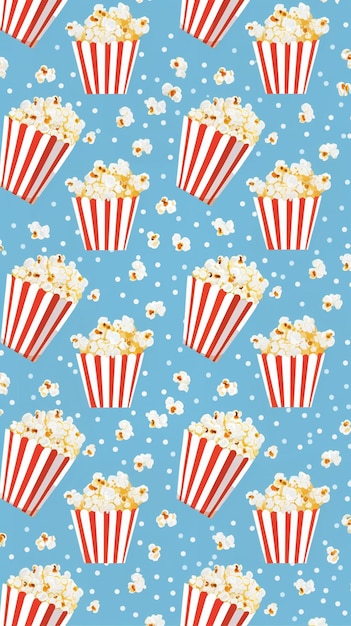 Photo a close up of a pattern of popcorn and popcorn boxes generative ai