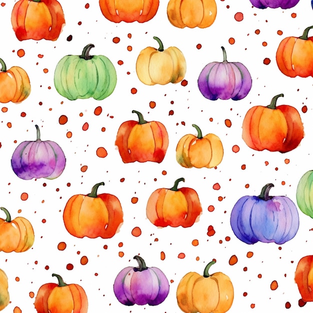 a close up of a pattern of pumpkins on a white background generative ai