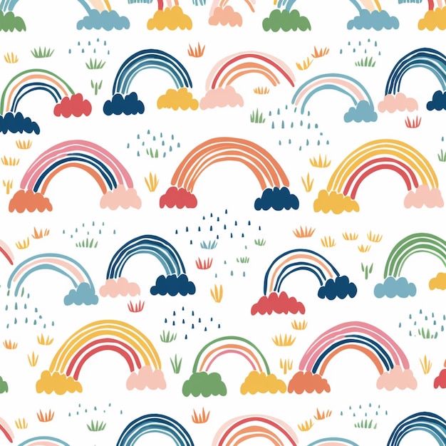 a close up of a pattern of rainbows and clouds generative ai