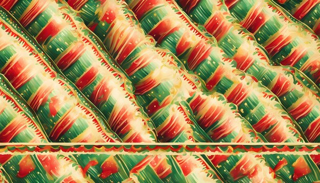 a close up of a pattern of red and green flowers