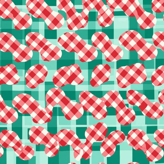 Photo a close up of a pattern of red and white gingham generative ai