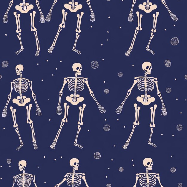 Photo a close up of a pattern of skeletons with tennis rackets generative ai