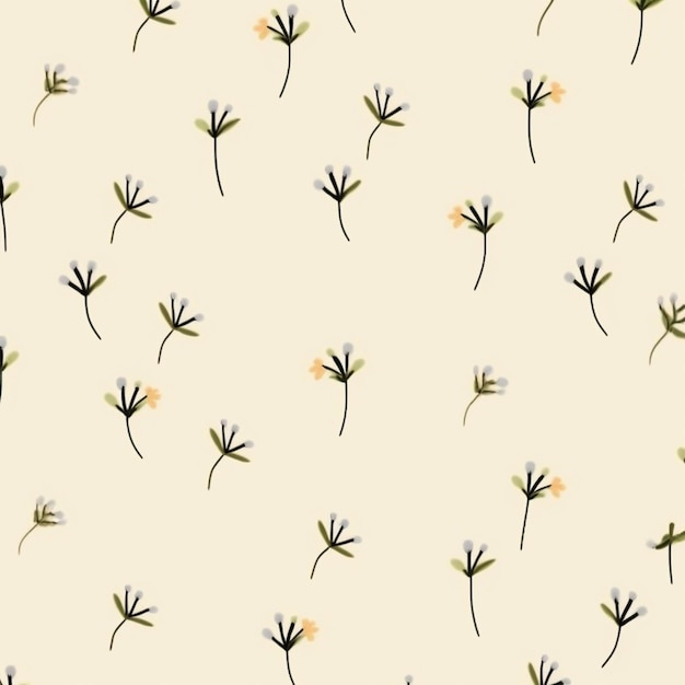 A close up of a pattern of small flowers on a white background generative ai