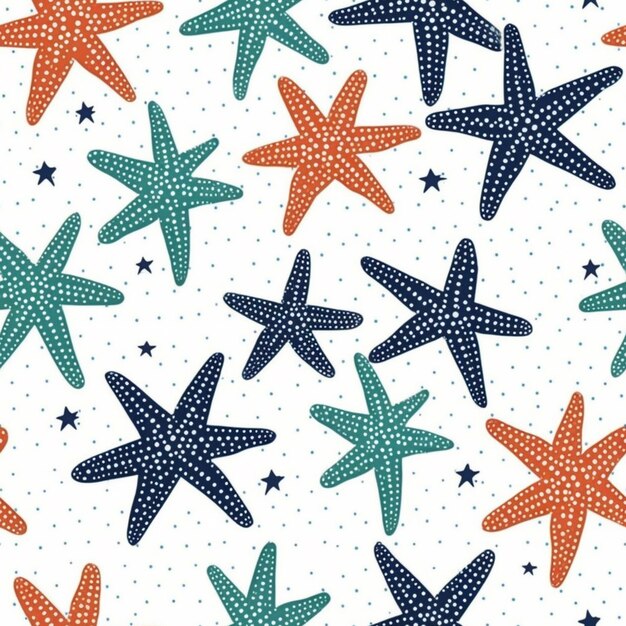 Photo a close up of a pattern of starfishs on a white background generative ai