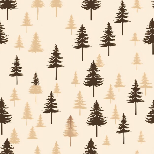 Photo a close up of a pattern of trees on a beige background generative ai