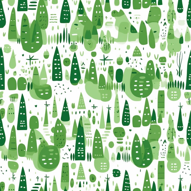 A close up of a pattern of trees and hills generative ai