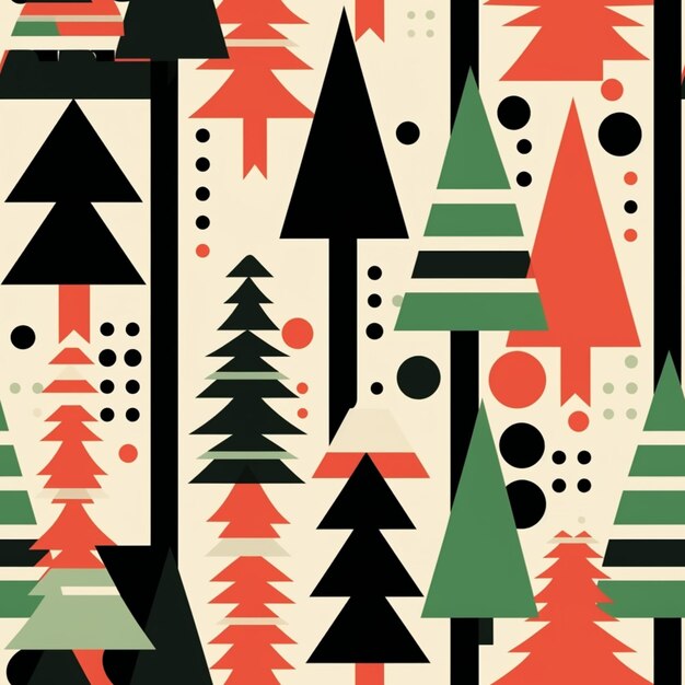 a close up of a pattern of trees and snowballs generative ai