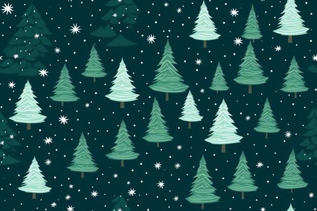 a close up of a pattern of trees and snowflakes generative ai