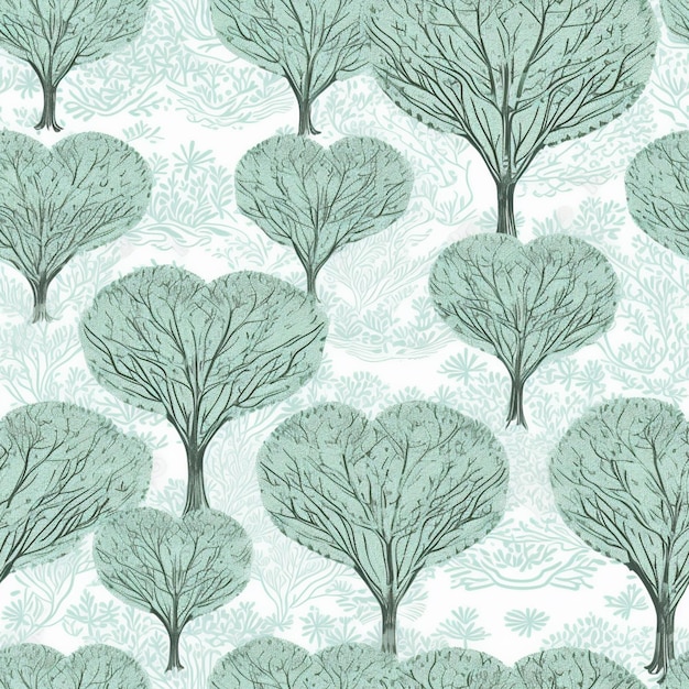 a close up of a pattern of trees on a white background generativ ai