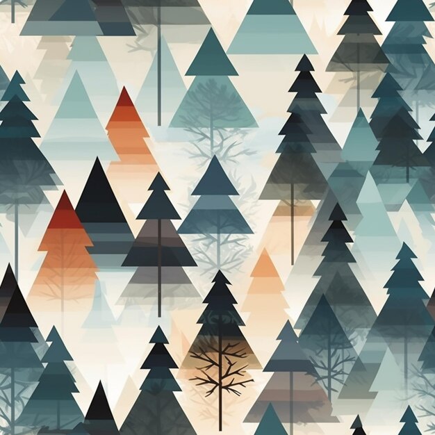 a close up of a pattern of trees with a sky background generative ai