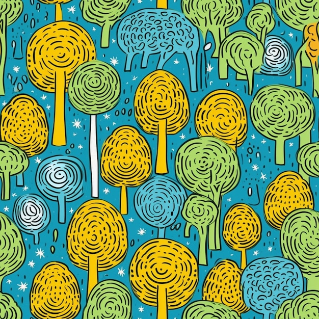 A close up of a pattern of trees with a sky background generative ai