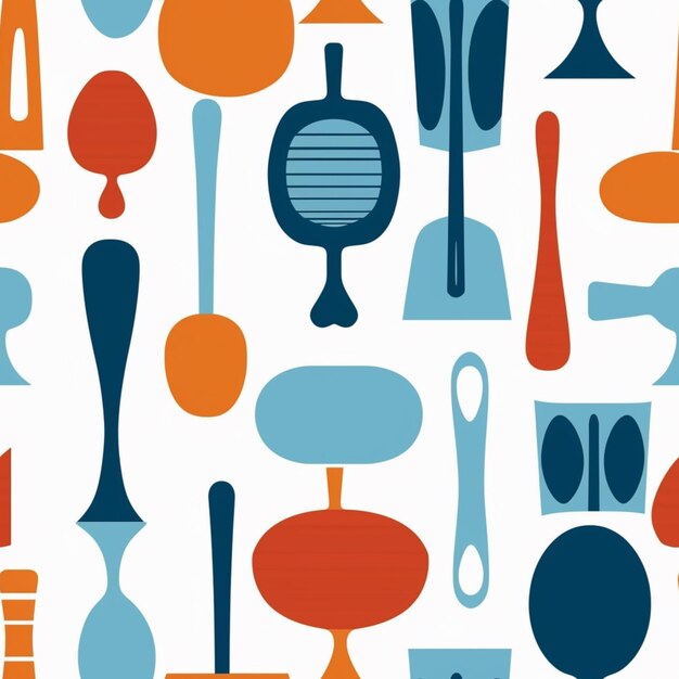 Photo a close up of a pattern of various objects on a white background generative ai