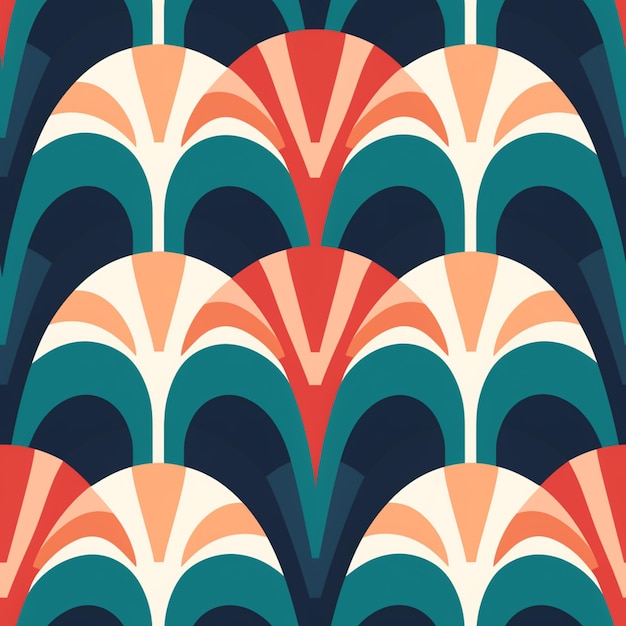 a close up of a pattern of wavy shapes with orange and blue generative ai