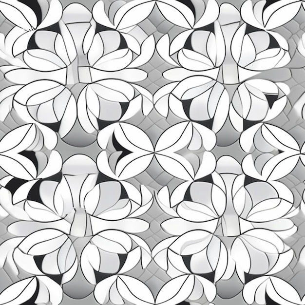 A close up of a pattern of white and black flowers generative ai
