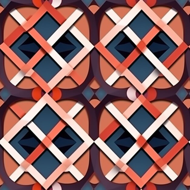 a close up of a pattern with geometric shapes on a red background generative ai