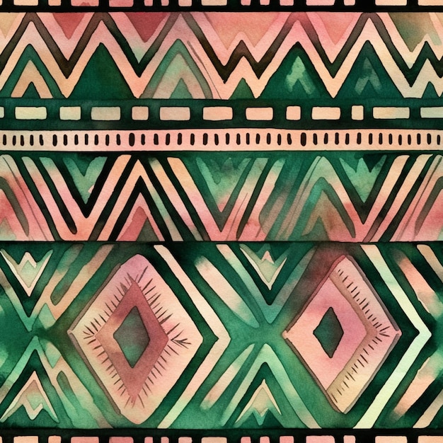 a close up of a pattern with a green and pink background generative ai