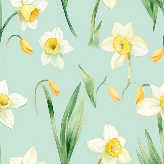 a close up of a pattern of yellow and white flowers generative ai