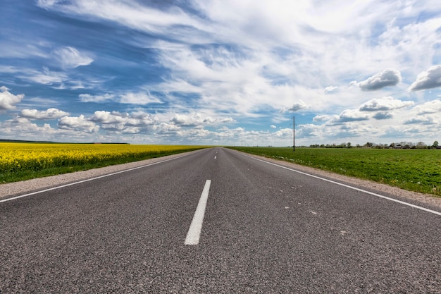 Close up on paved road