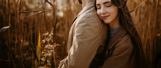 Close-up peaceful couple outdoors