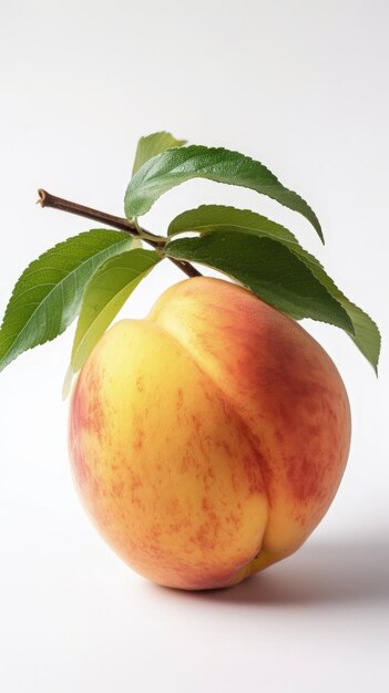 A close up of a peach on a white background generative AI
