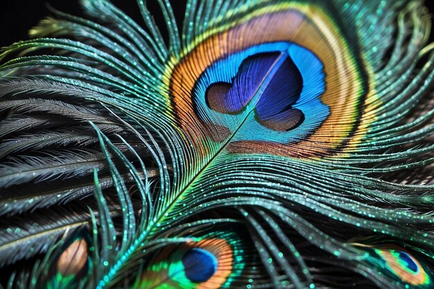 A close up of a peacock feather