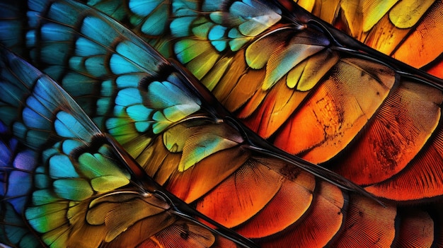 A close up of a peacock feathers