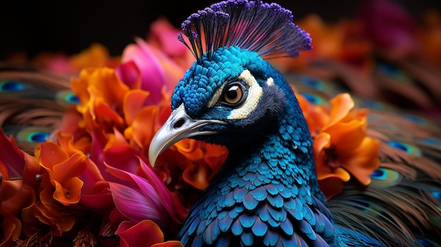 close up of a peacock