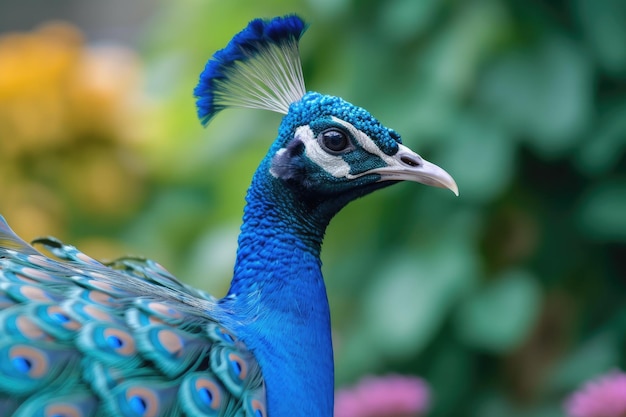 a close up of a peacock