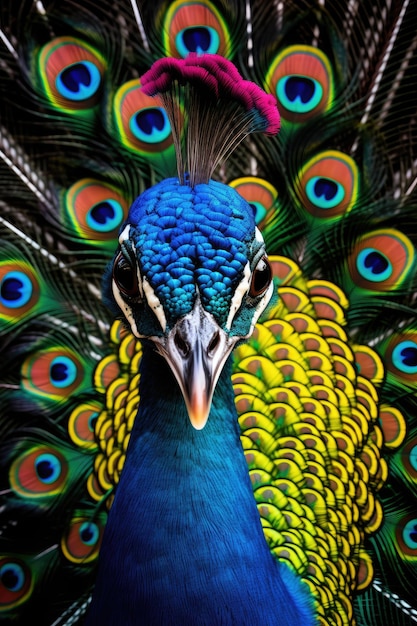 a close up of a peacock