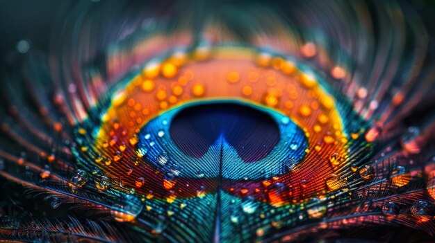 Close Up of a Peacocks Feathers Tail