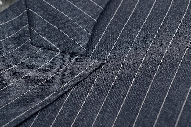 Close up of peak lapel collar