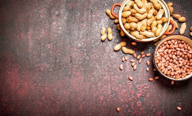 Close up on peanuts in a bowl