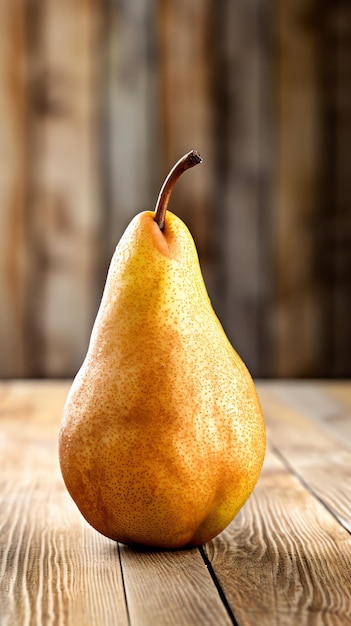 a close up of a pear