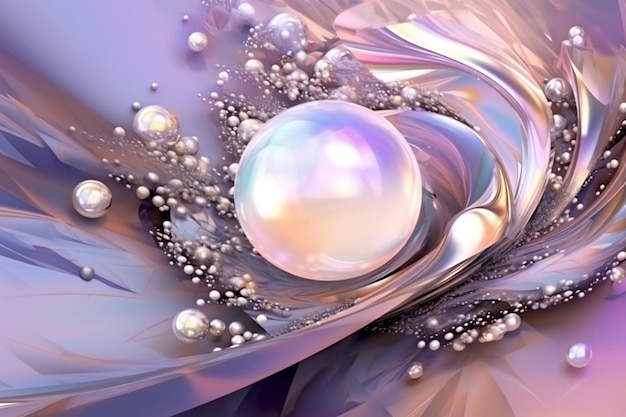 a close up of a pearl and some pearls on a purple background generative ai