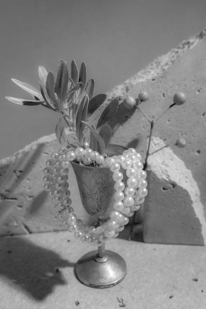 Photo close-up of pearls in a cup