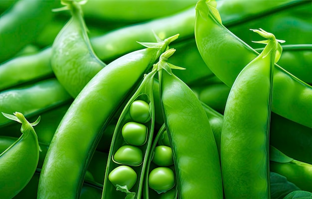 Close up of peas in pea pod