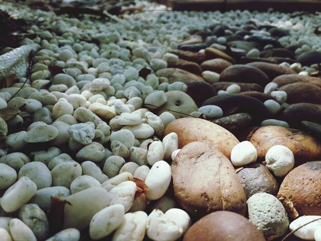 Photo close-up of pebbles on beach